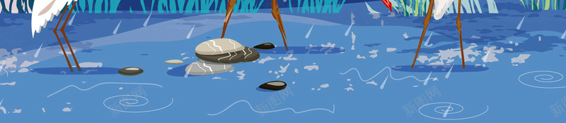 二十四节气之白露海报psd设计背景_88icon https://88icon.com 24节气 传统文化 传统节气 手绘 白鹭 秋天 秋季 蓝色 远山