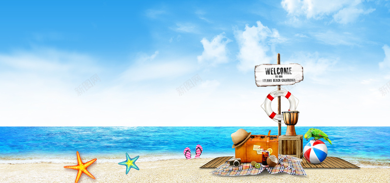 处暑海边度假大气景色蓝色背景psd设计背景_88icon https://88icon.com 夏日海边旅游 大海 度假 度假旅游 度假海报 沙滩 海滩 海边 热带沙滩 热带海滩 避暑