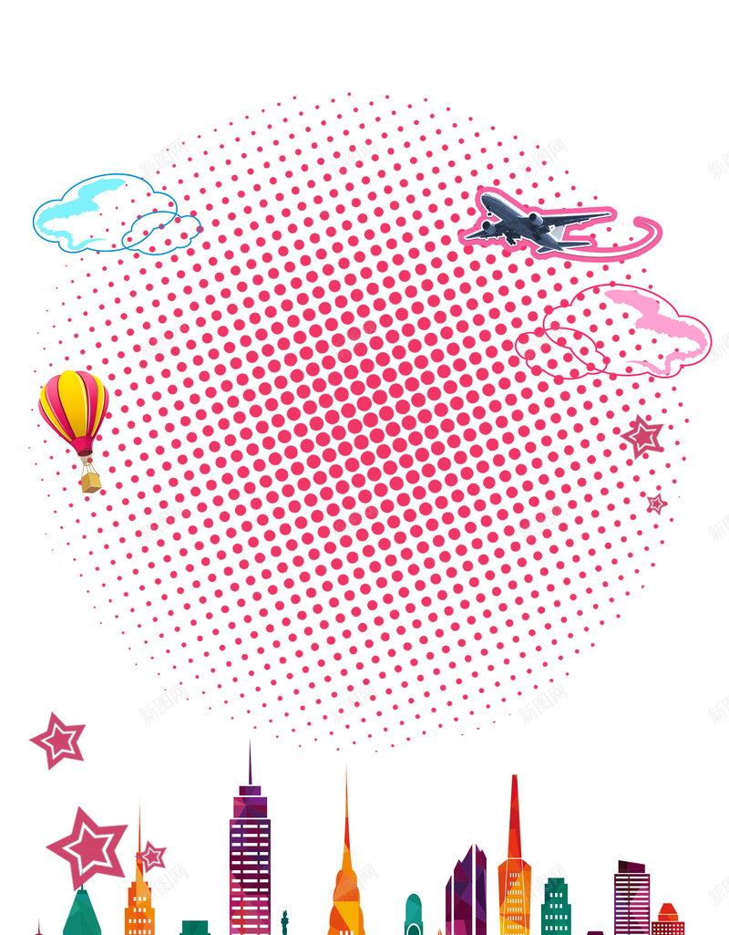 城市宣传海报psd设计背景_88icon https://88icon.com 城市 楼层悬疑 气球 白色 行空 飞机
