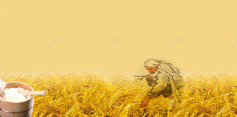 黄色麦田农民节约粮食H5背景psd设计背景_88icon https://88icon.com H5背景 光盘行动 公益 农民 大米 小麦 米饭 节俭 节约粮食 麦田 黄色