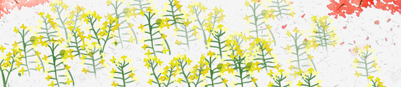 水墨花鸟元素背景图psd设计背景_88icon https://88icon.com 云纹 宅院 水墨 油菜花 漂浮元素 花枝 花瓣 花鸟
