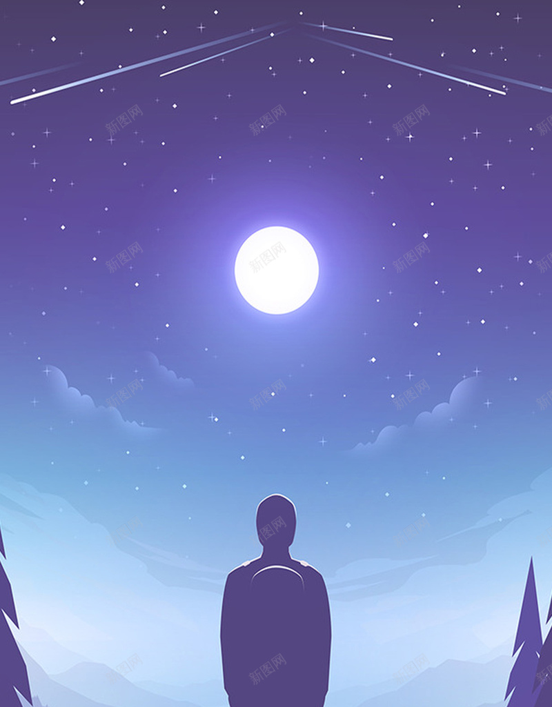 卡通背影夜景平面广告jpg设计背景_88icon https://88icon.com APP首页 卡通背景 夜景 山峰 平面广告 插画 星星 星空 月亮