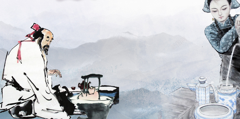 中医养生宣传psd分层H5背景psd设计背景_88icon https://88icon.com H5h5 H5背景 中医养生 养生之道 养生宣传 养生展板 古代人物 水墨背景