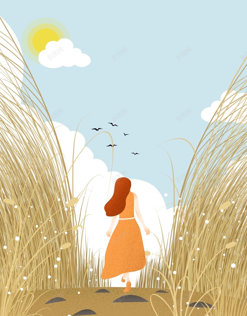 霜降插画风景手绘女孩jpg设计背景_88icon https://88icon.com 24节气 二十四节气 人物 传统节气 女孩 手绘 淡黄色 简约 节气 霜降
