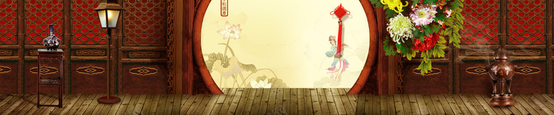古风中国风场景bannerjpg设计背景_88icon https://88icon.com 中国风 古风 海报banner 红色 花卉 门