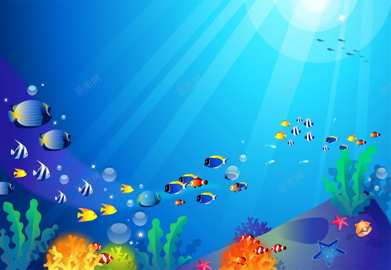 海底世界背景矢量图ai设计背景_88icon https://88icon.com 卡通 手绘 海底世界 海报 海洋 海洋公园 生物 童趣 背景 鱼类 矢量图