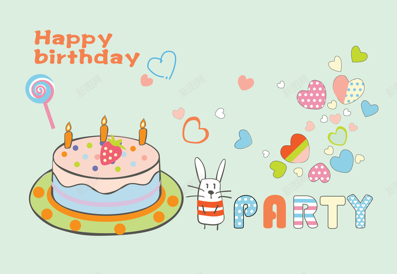 卡通生日蛋糕背景矢量图ai高清背景_88icon https://88icon.com 卡通 海报 生日蛋糕 背景 矢量图