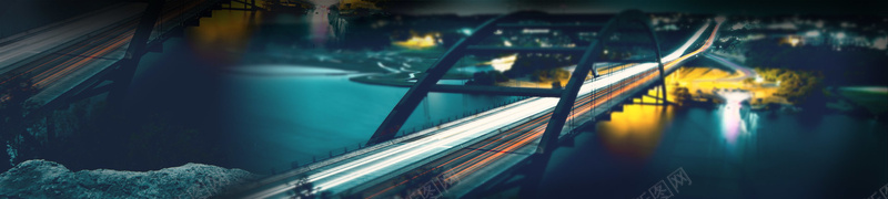 城市桥梁现代banner背景psd_88icon https://88icon.com 城市 夜景 摄影 桥梁 海报banner 现代 风景