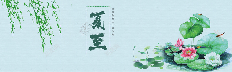 夏至荷花海报背景背景图片 夏至荷花海报背景背景
