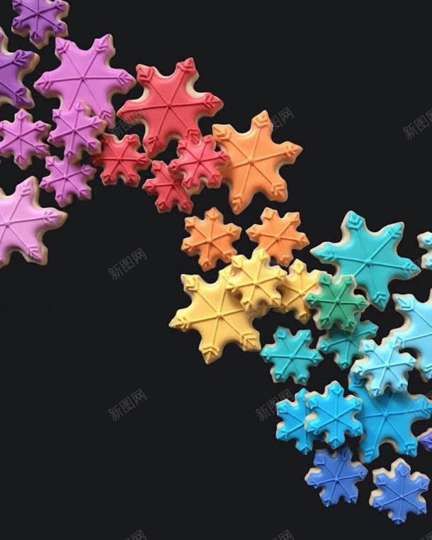 彩虹颜色雪花形状饼干jpg高清背景_88icon https://88icon.com 形状 彩虹 雪花 颜色 饼干
