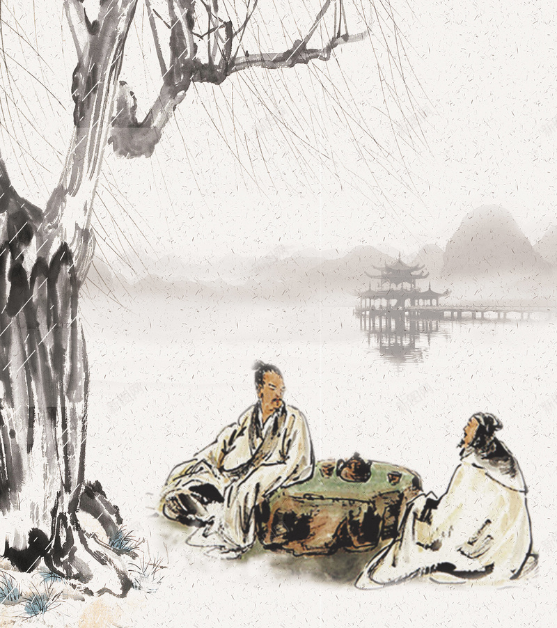 水墨风茶文化海报背景psdpsd设计背景_88icon https://88icon.com psd 品茶的古人 喝茶 树 树荫 树荫下品茶的古人 水墨风 海报背景 茶 茶文化 远山