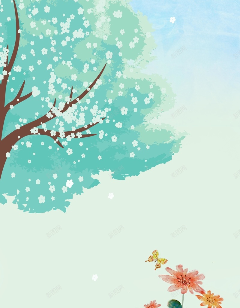 手绘清新水彩花卉平面广告psd设计背景_88icon https://88icon.com 兴趣班 培训班 平面广告 手绘 插画 水彩 清新 绘画 美术班 花卉 蝴蝶