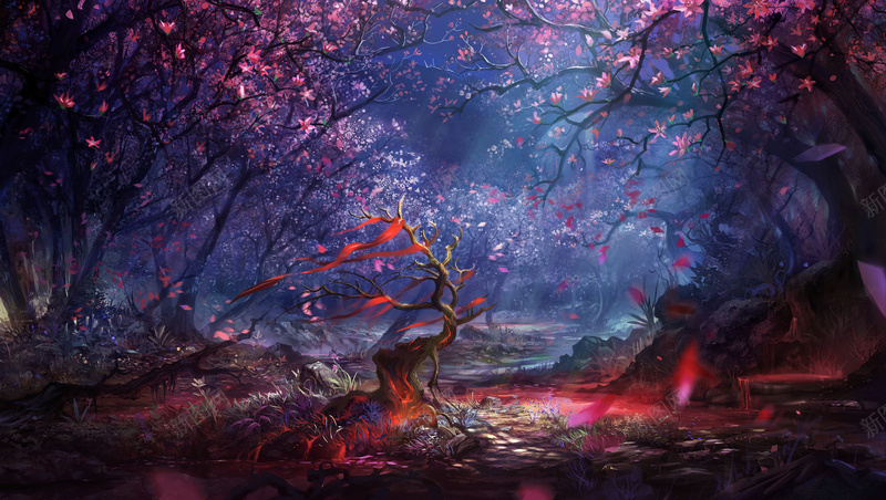 梦幻桃花林风景游戏场景jpg设计背景_88icon https://88icon.com 梦幻 游戏场景 粉色 美景 花 花卉 花朵 花林 花枝 风景