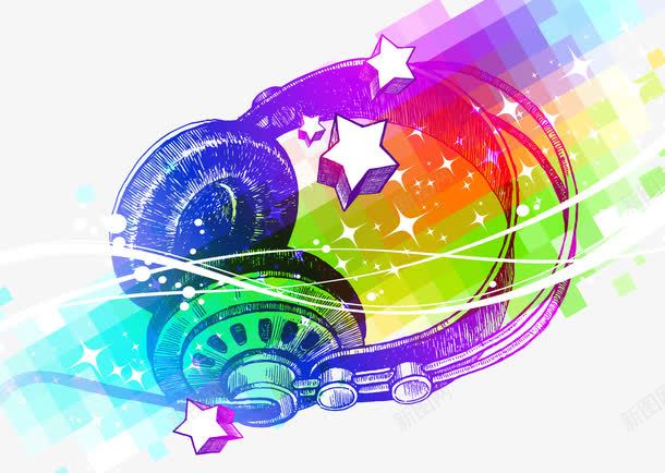 炫彩耳机png免抠素材_88icon https://88icon.com 彩色 时尚 星星 潮流 炫彩 耳机 耳麦 音乐