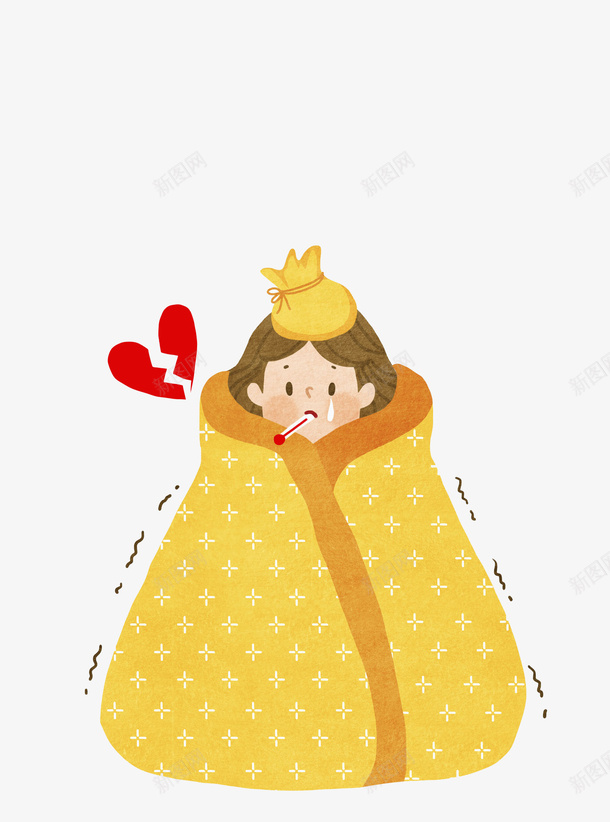 生病女孩png免抠素材_88icon https://88icon.com 卡通人物 卡通图案 水彩画 生病女孩 肖像画 装饰图案