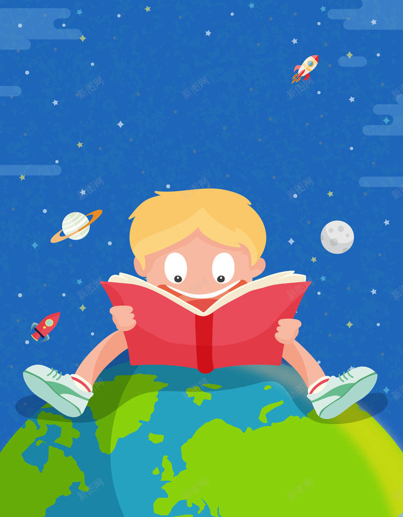 国际读书日背景矢量图ai设计背景_88icon https://88icon.com 儿童 卡通 学习 教育 海报 矢量 背景 读书日 矢量图