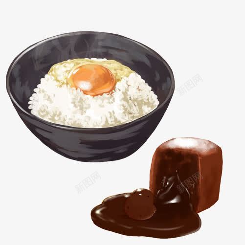 白米饭手绘画片psd免抠素材_88icon https://88icon.com 手绘美食 米饭 豆腐乳 鸡蛋