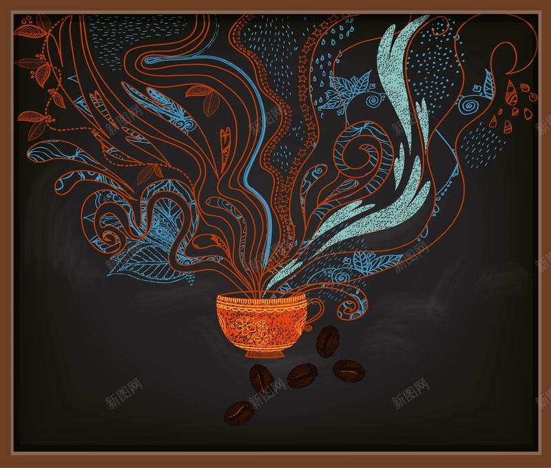咖啡花纹菜单海报背景模板矢量图ai_88icon https://88icon.com 咖啡 海报 花纹 菜单 西餐 餐饮 矢量图