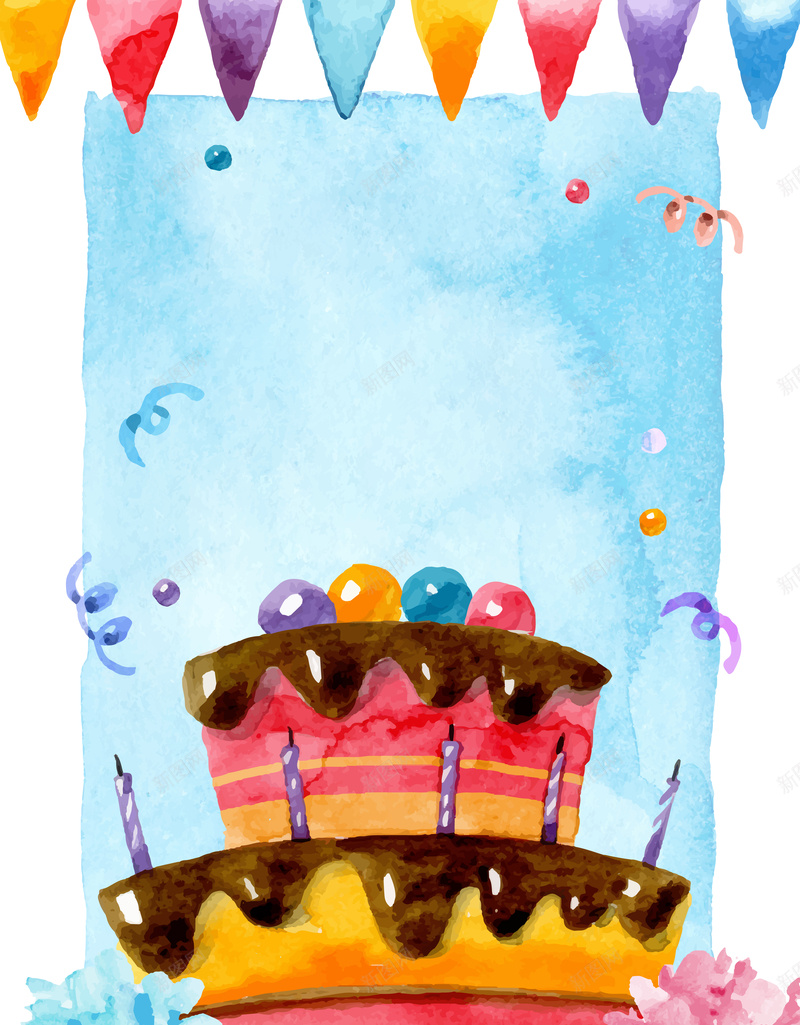 小清新水彩生日派对海报背景矢量图ai设计背景_88icon https://88icon.com 小清新 巧克力 底纹 水彩 派对 海报 生日 生日蛋糕 素材 背景 蓝色 蛋糕 矢量图