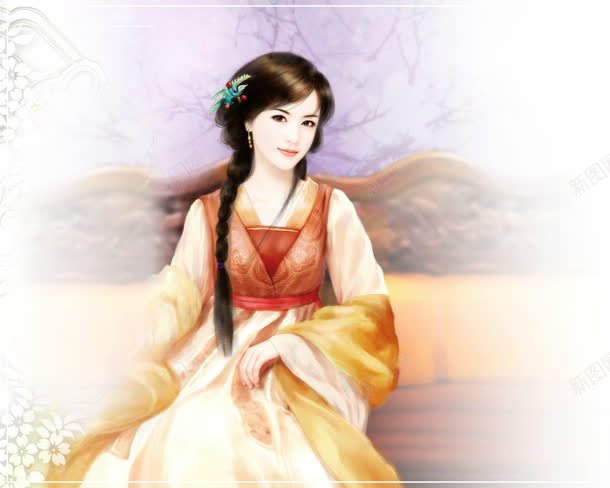 手绘笑眼如花的美女jpg设计背景_88icon https://88icon.com 如花似玉 美女