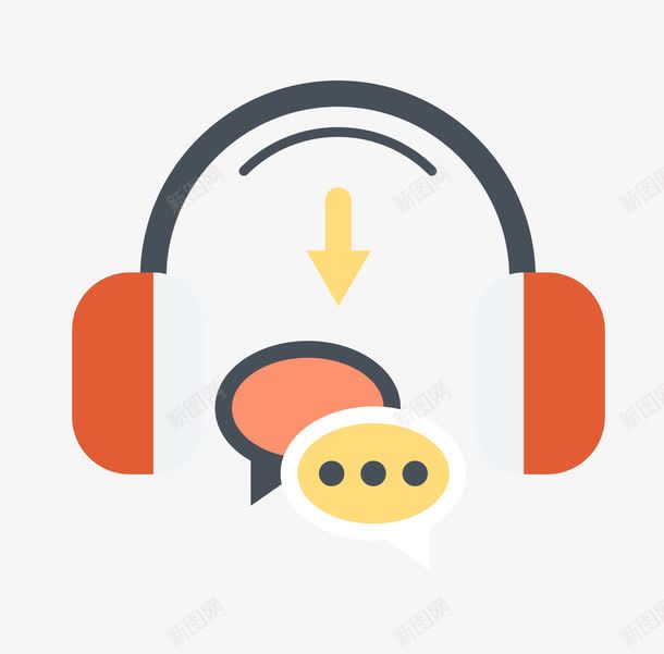 耳机语音矢量图eps免抠素材_88icon https://88icon.com 听歌 矢量素材 耳机 语音 矢量图