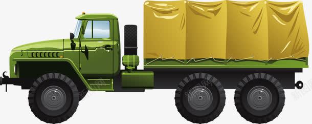 卡通货车装饰png免抠素材_88icon https://88icon.com 交通运输 军车 绿色 货车