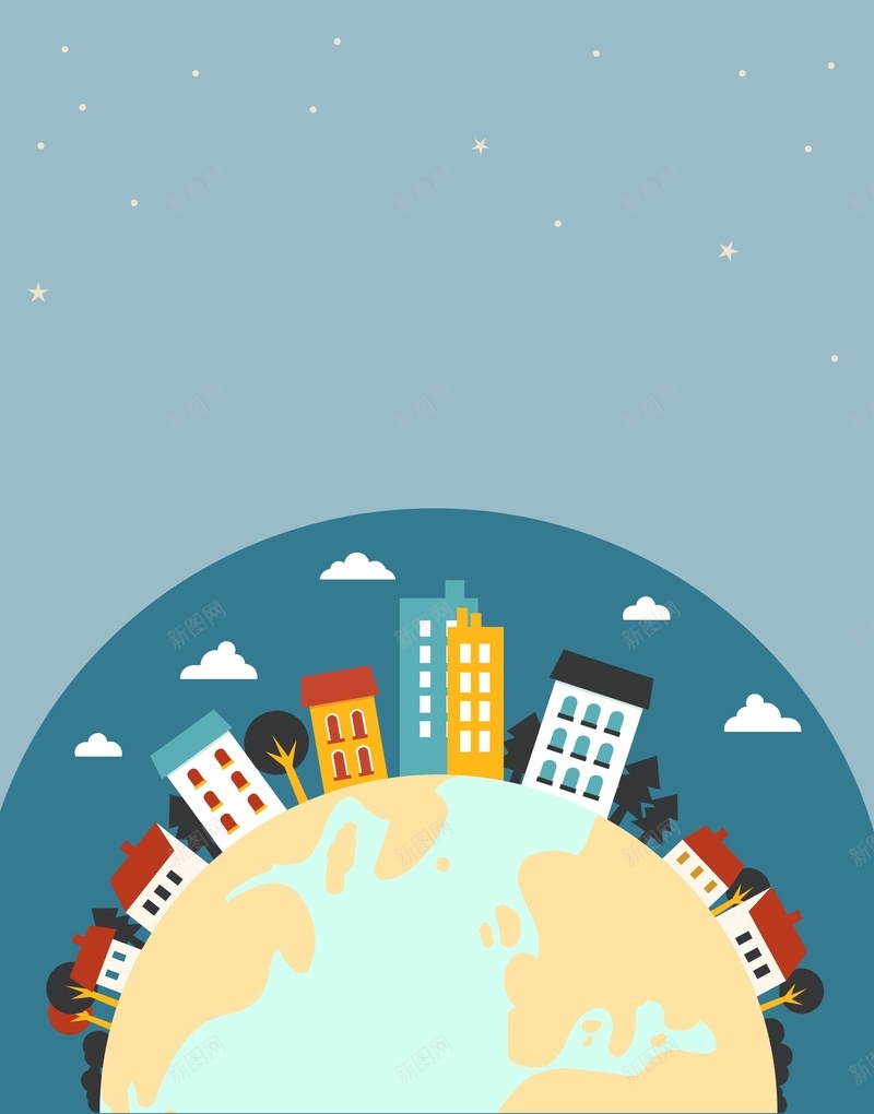 矢量扁平化地球城市旅游背景ai设计背景_88icon https://88icon.com 地球 城市 建筑 扁平化 手绘 旅游 海报 矢量 背景 蓝色 矢量图