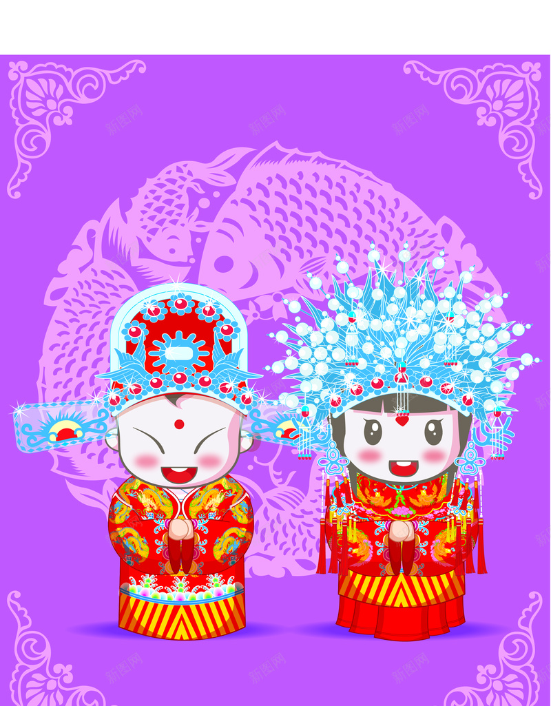 卡通中国古装新郎新娘背景矢量图ai设计背景_88icon https://88icon.com 中国古装 卡通 可爱 夫妇 娃娃 婚礼 幸福 形象 情侣 教堂 新娘 新婚 新郎 男女 矢量元素 结婚 矢量图