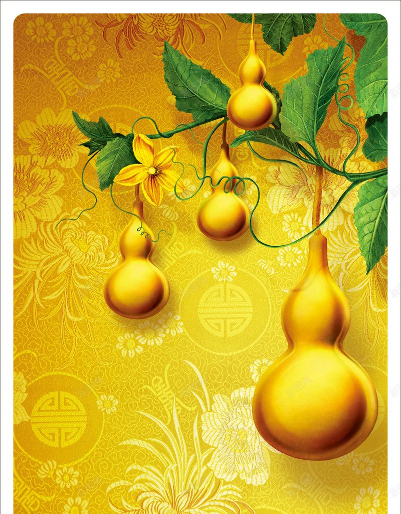 金色葫芦叶子花纹黄底背景矢量图ai设计背景_88icon https://88icon.com 叶子 海报 素材 背景 花纹 葫芦 金色 黄底 矢量图