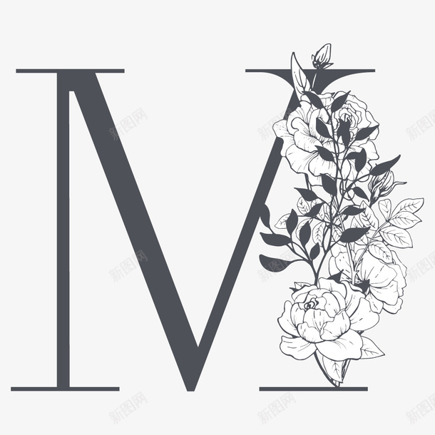 素雅花枝字母M矢量图ai免抠素材_88icon https://88icon.com M 字母 字母M 素雅字母 艺术字 艺术字母 花朵 设计字体 设计字母 矢量图