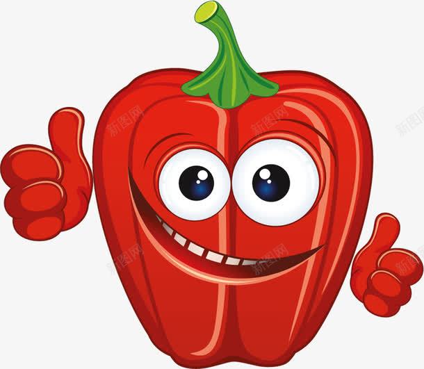 微笑的红椒png免抠素材_88icon https://88icon.com 卡通 大拇指 夸奖 微笑 拟人 果蔬 棒 红椒