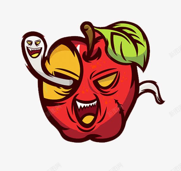 邪恶的红苹果png免抠素材_88icon https://88icon.com 创意 叶子 恶魔 水果 白蛇 红苹果 表情 邪恶