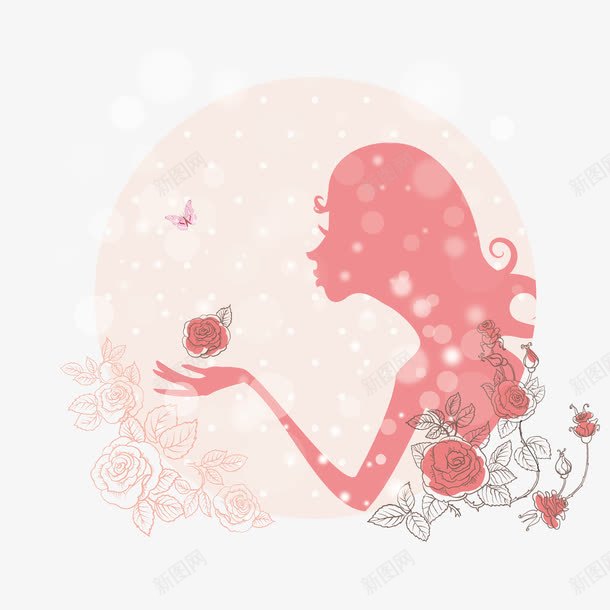 人物轮廓png免抠素材_88icon https://88icon.com 人物轮廓 女人轮廓 花