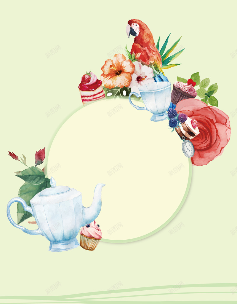 小清新花鸟餐厅下午茶海报矢量图ai设计背景_88icon https://88icon.com 下午茶 小清新 文艺 简约 花鸟 餐厅 矢量图
