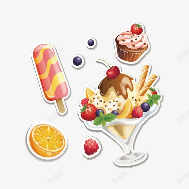 水果冰淇淋和雪糕矢量图ai免抠素材_88icon https://88icon.com 冰淇淋 橘子 水果 雪糕 矢量图