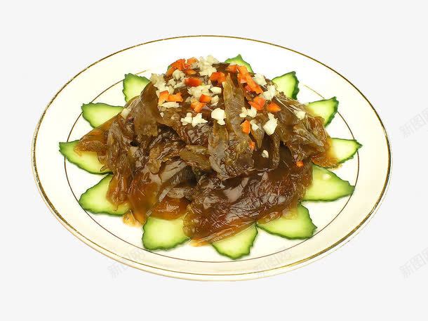 凉拌海蛰png免抠素材_88icon https://88icon.com 中华美食 传统美食 凉拌海蛰头 凉菜 海蛰头 熟菜 盘子 美味 装饰 餐饮美食 黄瓜片