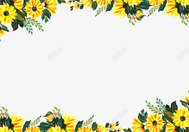 水彩黄花边框png免抠素材_88icon https://88icon.com 北欧 唯美 小清新 手绘花卉 植物边框 水彩花卉 海报边框 花卉边框 花框 花边