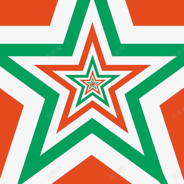 五角星png免抠素材_88icon https://88icon.com 几何元素 放射状五角星 星星 橘黄色 绿色
