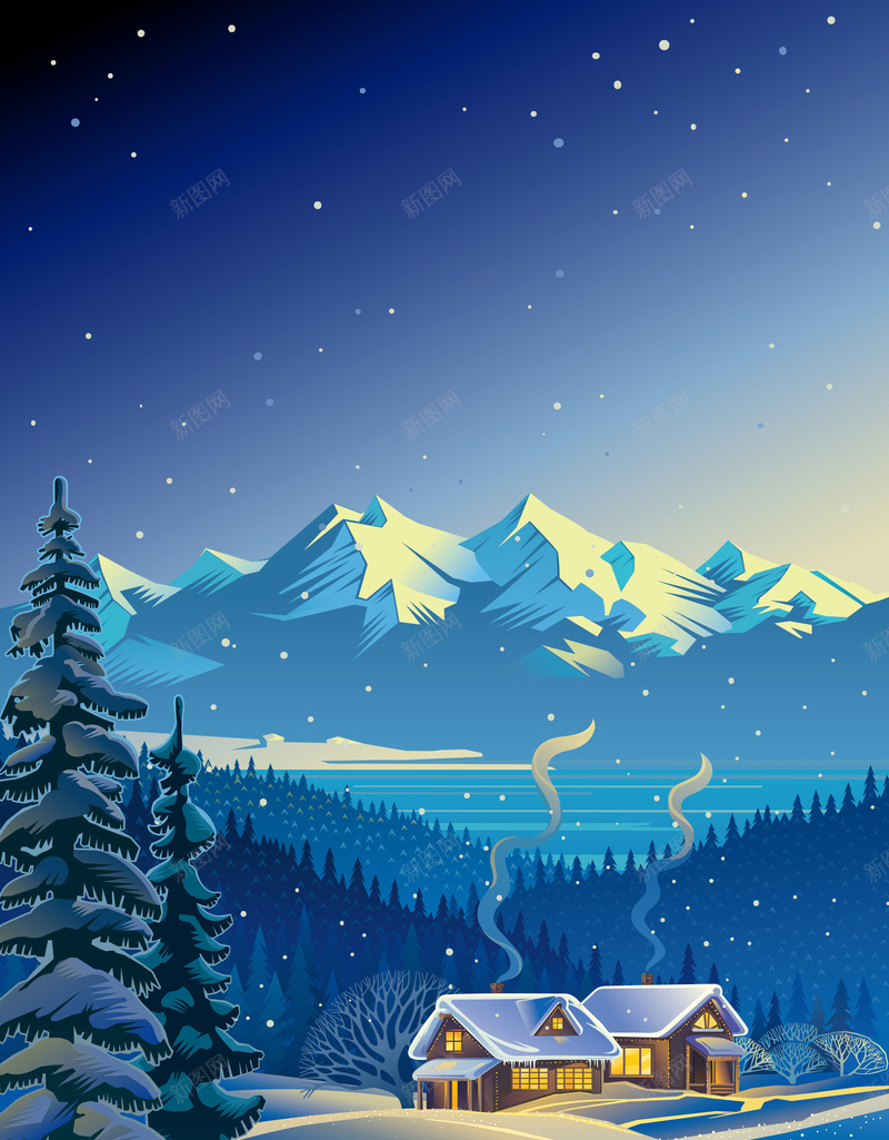 圣诞节卡通背景矢量图ai设计背景_88icon https://88icon.com 卡通 卡通插画 唯美 圣诞节 手绘 村庄 童趣 雪地 矢量图