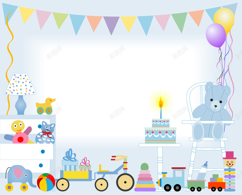 卡通蛋糕动物玩具背景矢量图ai设计背景_88icon https://88icon.com 动物玩具 卡通 海报 背景 蛋糕 矢量图