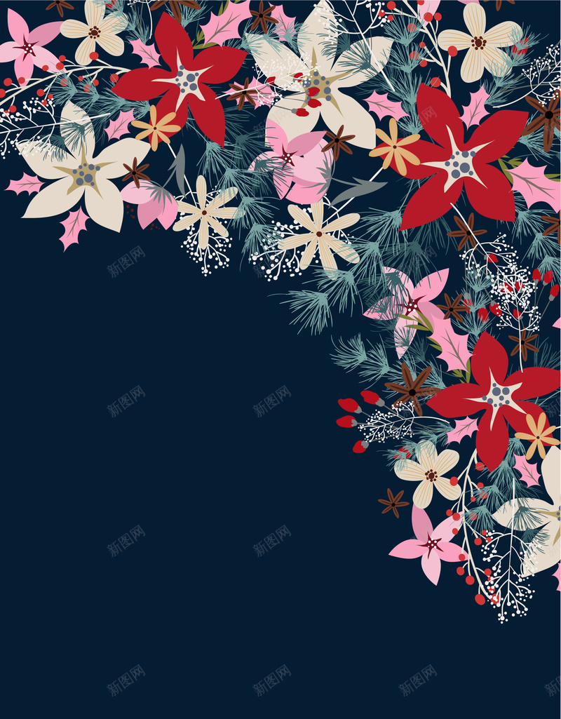 蓝背景红花朵婚礼请柬背景矢量图ai设计背景_88icon https://88icon.com 婚礼 梦幻 浪漫 红色花朵 背景 蓝色背景 请柬 矢量图