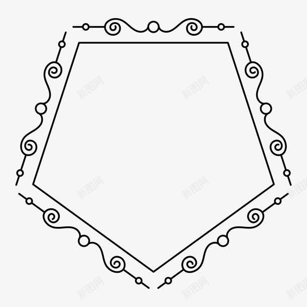 花纹五边形边框png免抠素材_88icon https://88icon.com 手绘 正五边形 简图 简笔 花纹 边框