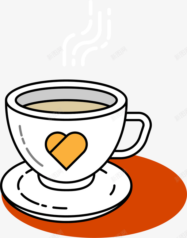 白色茶杯矢量图ai免抠素材_88icon https://88icon.com 卡通茶杯 爱心图案茶杯 简笔画茶杯 矢量图