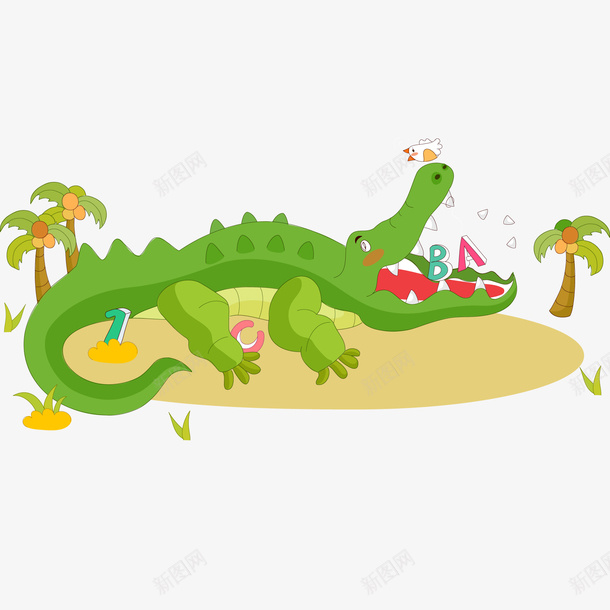卡通鳄鱼矢量图ai免抠素材_88icon https://88icon.com 动物 动物插画 卡通 卡通动物 可爱动物 小动物 鳄鱼 矢量图