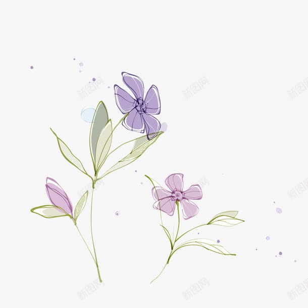 浅紫色花朵png免抠素材_88icon https://88icon.com 手绘 根茎 水墨 紫色花朵 绿叶 花瓣 风景