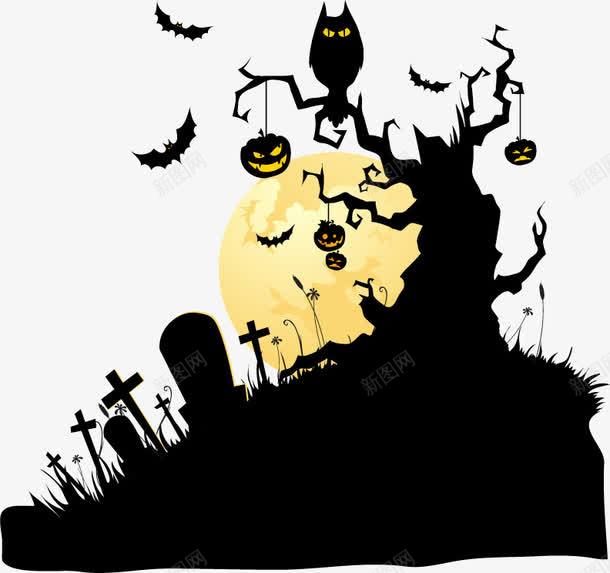 寂静黑色剪影万圣夜枯树插画png免抠素材_88icon https://88icon.com 万圣夜 万圣节 寂静 枯树插画 矢量素材 黑色剪影