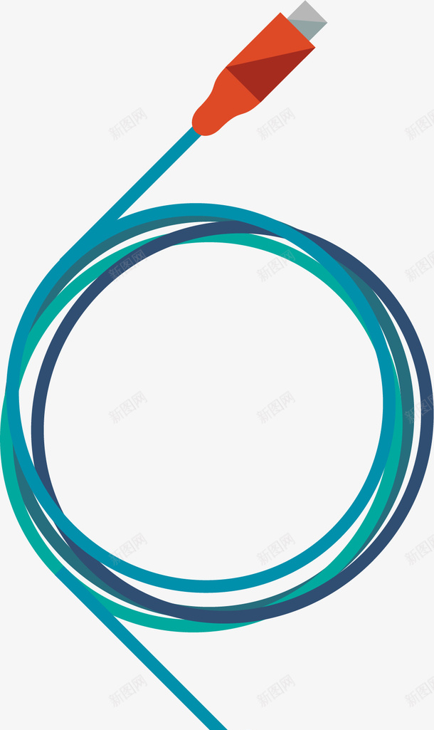 卡通蓝色网线png免抠素材_88icon https://88icon.com 免抠PNG 卡通 简约 线头 线条 网线 蓝色
