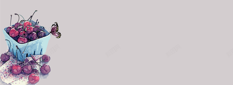 手绘樱桃蝴蝶插画矢量图ai设计背景_88icon https://88icon.com 卡通 图案 手绘 插画 樱桃 水果 海报banner 清新 童趣 蝴蝶 矢量图