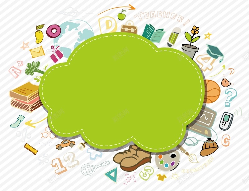 矢量创意教育学习手绘背景ai_88icon https://88icon.com 信息框 创意 学习 手绘 教育 文具 海报 矢量 绿色 背景 矢量图