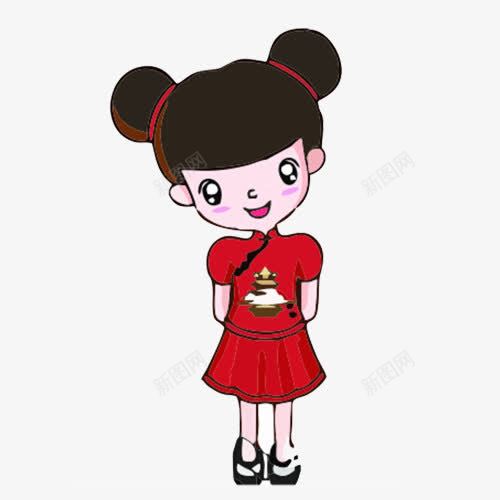 手绘卡通红衣丸子头女孩png免抠素材_88icon https://88icon.com 丸子头 免费png 免费png素材 女孩 红衣 黑鞋子